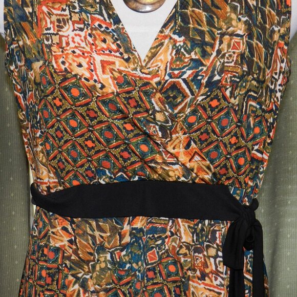Ronni Nicole size PL slinky stretch blend artsy knee length dress sleeveless - Picture 3 of 6